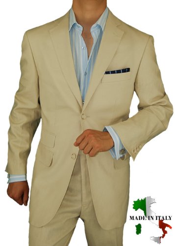 Mens Linen Suits for Beach Weddings example Pictured Bianco Brioni Made in