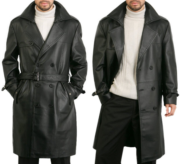 Mens black leather trench coat – WhereIBuyIt.com